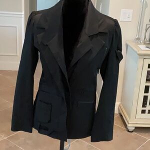 Erny Van Reijsmerdal safari jacket, black, one button close, size 38